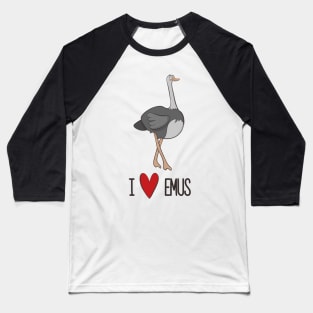 I Love Emus - Cute Emu Love Heart Design Baseball T-Shirt